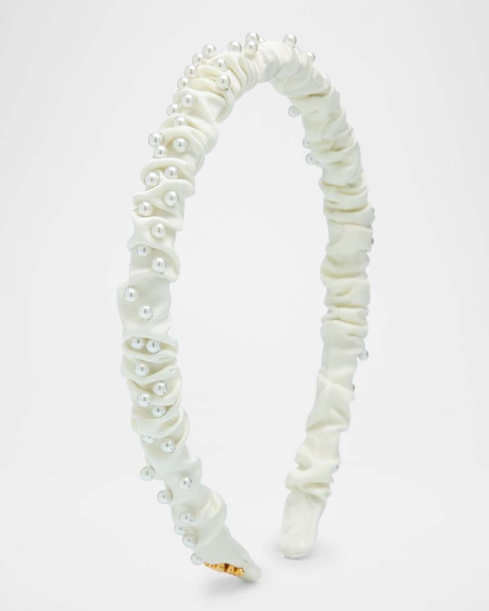 Jessie Pearly Ruched Satin Headband